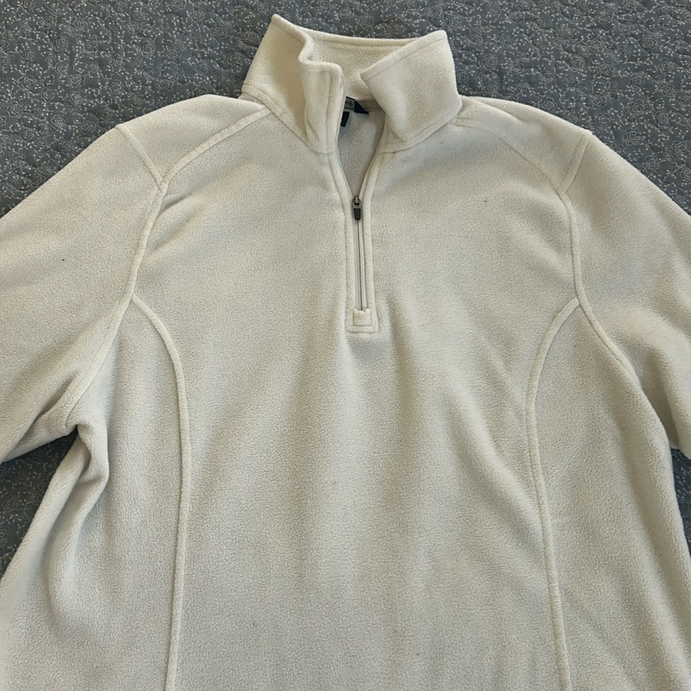 Lands’ End quarter zip fleece, woman’s size L, winter white
